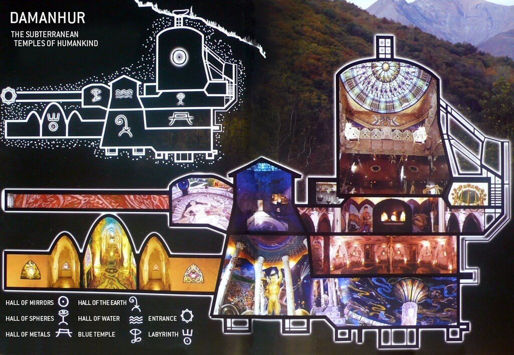 Схема подземных храмов Даманхур
